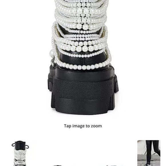 Azalea Wang Black Pearl Embellished Women's Boots - Picture 3 of 5